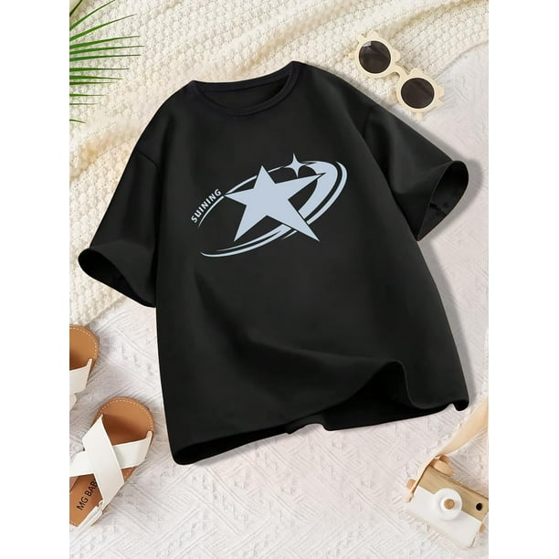Chaleco de punto con cuello redondo en blanco y negro con estampado de estrellas, cómodo y confortable, ideal para actividades al aire libre, deportivo, de manga recta, moderno, bonito y...