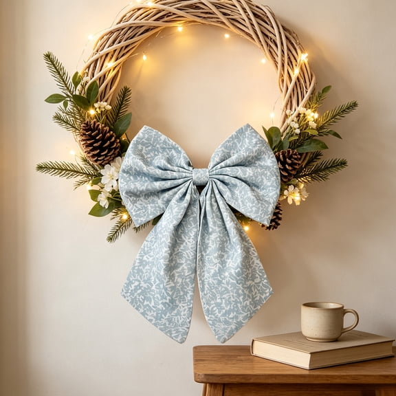 WDOBM Christmas Decorative Bows, Cute Fabric Large Bow Curtain Tieback Wreath Wall Party, Christmas Tree Bow, Christmas Wreath Bows for Home Decor Indoor
