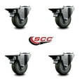 thumbnail image 2 of 3.5 Inch Gray Poly Wheel Swivel Bolt Hole Caster Set with Posi Lock Brakes SCC, 2 of 2