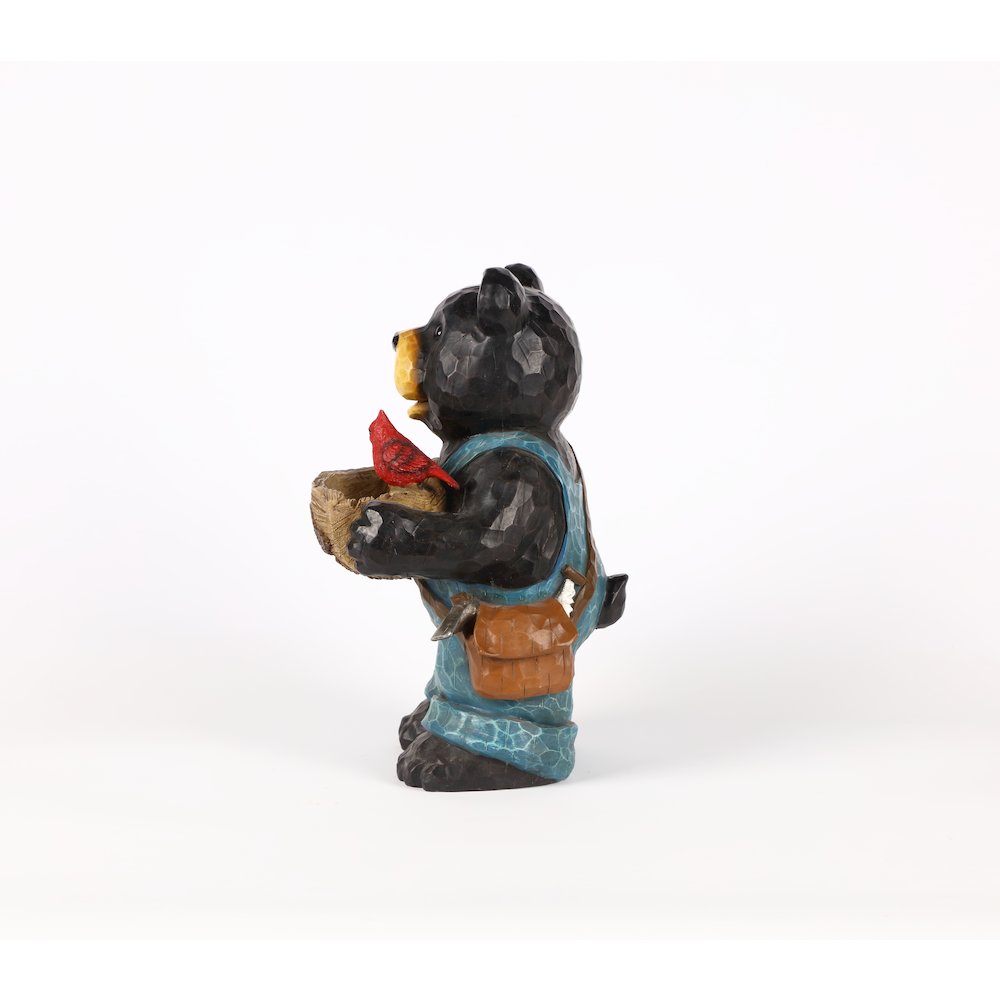 HI-LINE GIFT LTD BEAR HOLDS BIRD BATH WITH CARDINAL