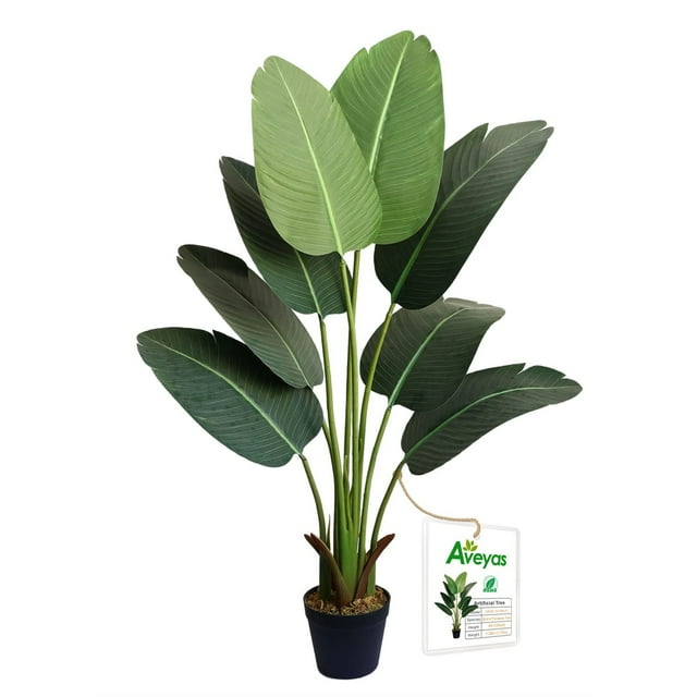 DSstyles 4ft Artificial Bird of Paradise Tree in Pot, Fake Tropical