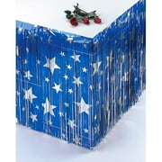 Star Table Skirting, Blue with Silver Stars