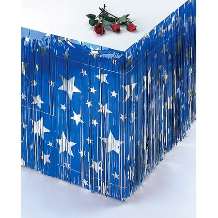 Star Table Skirting, Blue with Silver Stars