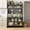 Grey + Metal, variant on Open-door kitchen shelving Floor-to-ceiling multilevel household microwave storage cabinet bowls side cabinets cabinets Storage cabinets Grey color