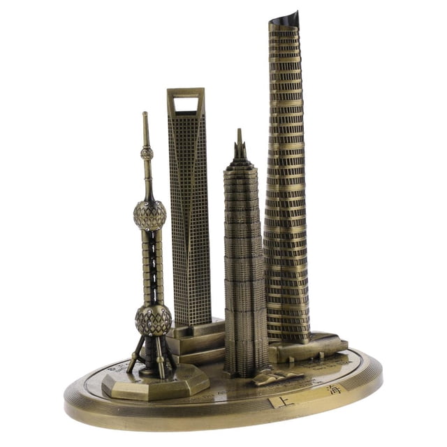 Souvenir Building Metal Shanghai Skylines Decoración Del Hogar Regalo 20cm Sunnimix Decoración del escritorio casero