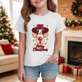 thumbnail image 2 of sdbrld Kids Girls Christmas T-shirt Cute Cartoon Graphics Short Sleeve Top Fall Winter Clothes White Sizes 3-4 Years, 2 of 4