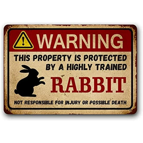 Rabbit Sign,Funny Metal Signs Warning Sign Pet Gift, Exotic pet, Small Pet Tin Sign 8 X 12 Inches