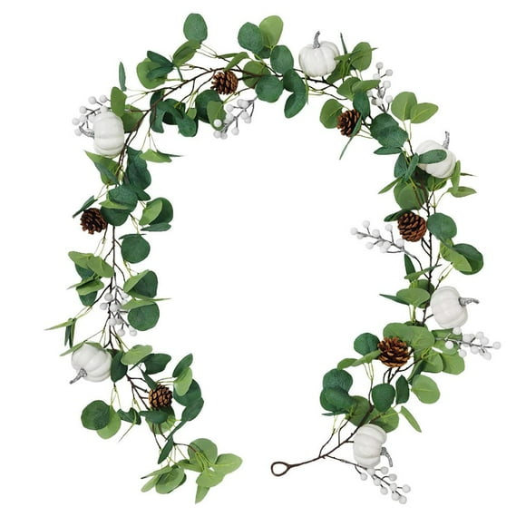 thinsony Artificial Pumpkin Pine Cone Leaf Vine Rattan Real Halloween Pine Cones Pendant Reusable Pumpkin Pine Cone Leaf Rattan with Pumpkin Pine Cone Leaf Vine for Halloween Decoration