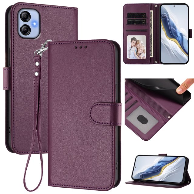 GANGXUN Wallet Case for Samsung Galaxy A04E 4G/M04 – Magnetic Closure, RFID Blocking, Wrist Strap, Wireless Charging Compatible
