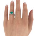 3.25 ctw Lab Created Green Emerald Stone Ring with Diamonds 14K White Gold Flower Leaves Halo