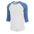 thumbnail image 2 of J. METHOD Men's 3/4 Sleeve Baseball Crewneck Tshirt Top Raglan Jersey T Shirt NEMT06 WHT/BLU XL, 2 of 2