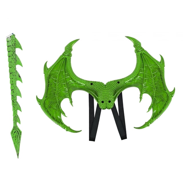Disfraz de Ala y cola de dragón Yinane para niños en forma de Accesorios de Disfraz verde