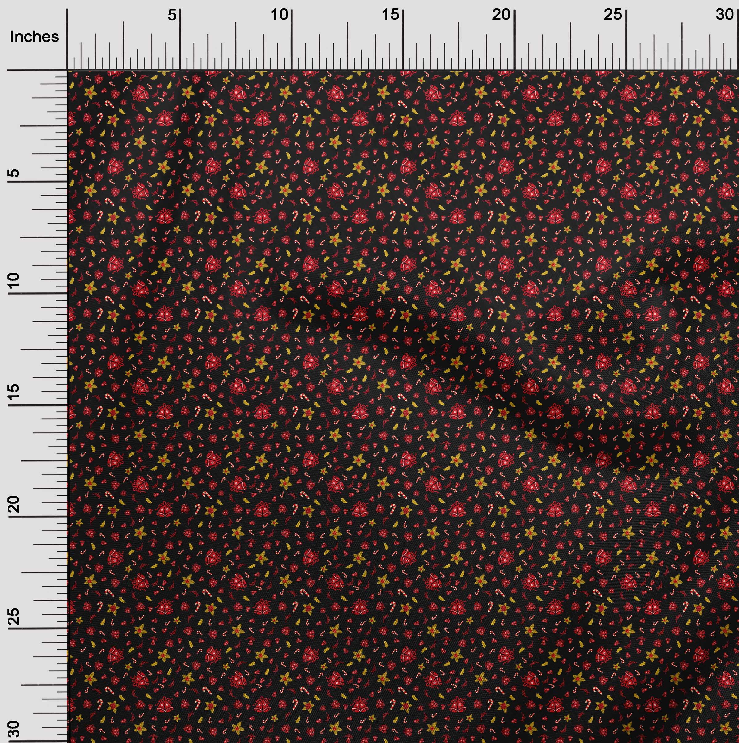 oneOone Polyester Lycra Black Fabric Christmas Quilting Supplies Print Sewing Fabric By The Yard 56 Inch Wide