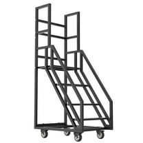 4-Step Rolling Ladder with Wheels, 445 lbs Capacity Heavy-Duty Mobile Stairs, Anti-Slip Platform Ladder with Handrails for Home & Warehouse