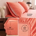 thumbnail image 4 of Sleep Zone Queen Cationic Microfiber Sheet Set, Coral 16 Inch Deep Pocket, Ultra Soft Breathable, 4 of 9