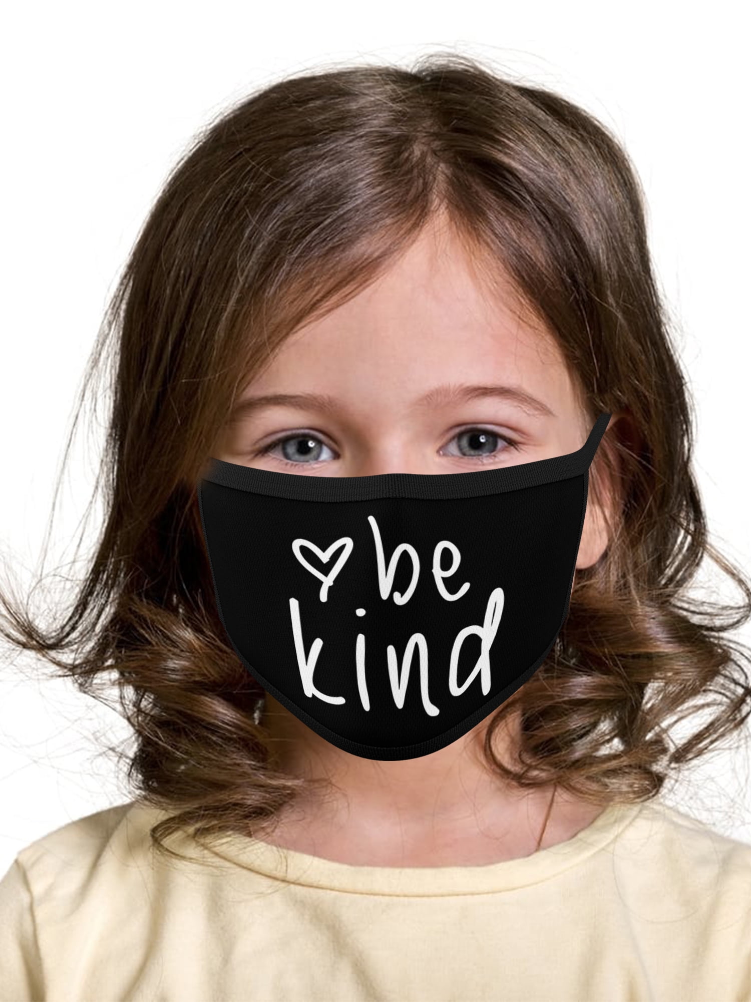 Face Mask Kids Reusable Face Masks Washable 2 Layered Children Face Mask Kawaii Face Mask with Saying Be Kind Ages 4 to 10