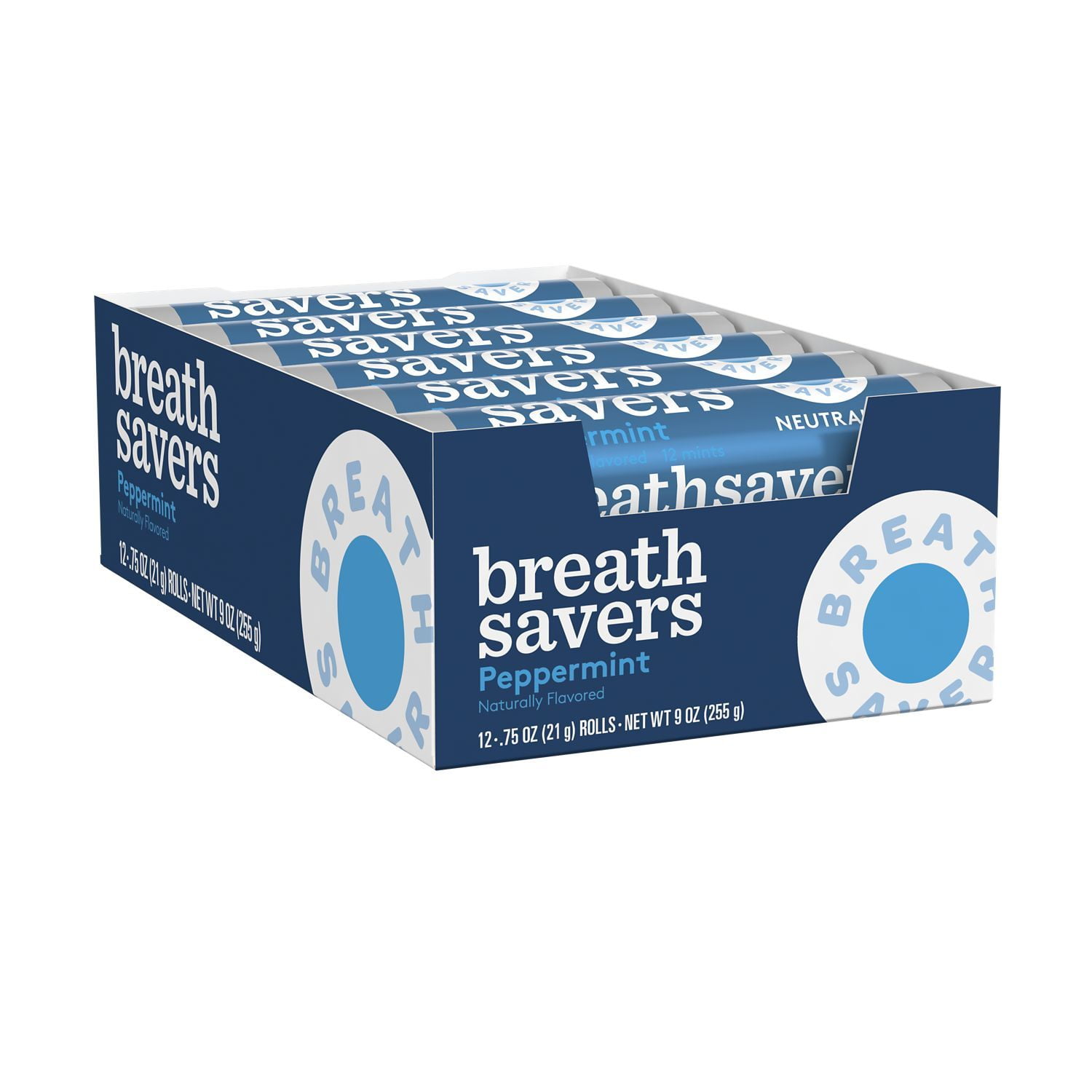 BREATH SAVERS, Peppermint Sugar Free Breath Mints, Individually Wrapped, 0.75 oz, Rolls (24 Count)