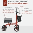 thumbnail image 3 of Trottinette Pliable pour Genoux Marchette Directionnelle Freins Doubles Hauteur Réglable Béquille Alternative Aide à la Mobilité Rouge, 3 of 6
