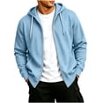 thumbnail image 3 of VBVC Men's Full Zip Up Sweatshirt with Pockets , Fall Winter Long Sleeve Hooded Jacket For Men, Light Blue , S-3XL, 3 of 7