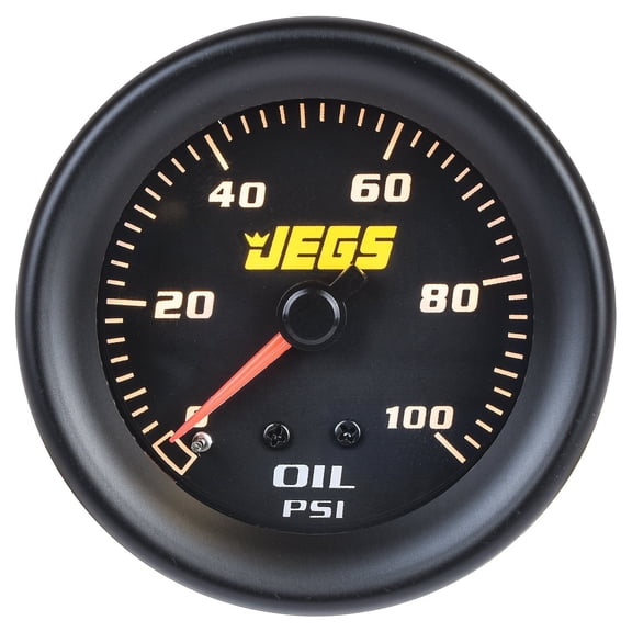 JEGS Oil Pressure Gauge [2 1/16 in. Mechanical, 0-100PSI with Black Face]