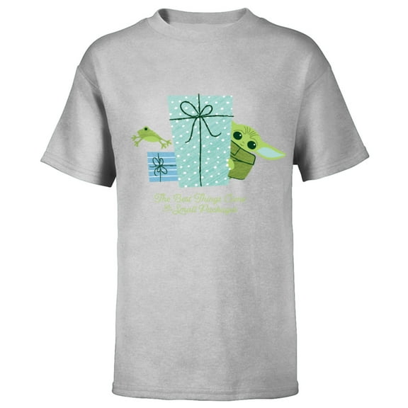Star Wars The Mandalorian Grogu Small Packages Holiday Standard - Short Sleeve T-Shirt for Kids – Customized-Athletic Heather