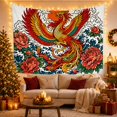 thumbnail image 3 of Element Mythical Bird with Resembling Phoenix Body, Serene Japanese Inspired for Japanese Art Lovers, Wall Decor, Mother'S Day Gift, Tapestry Wall Hanging for Dorm and Living Room, 3 of 7