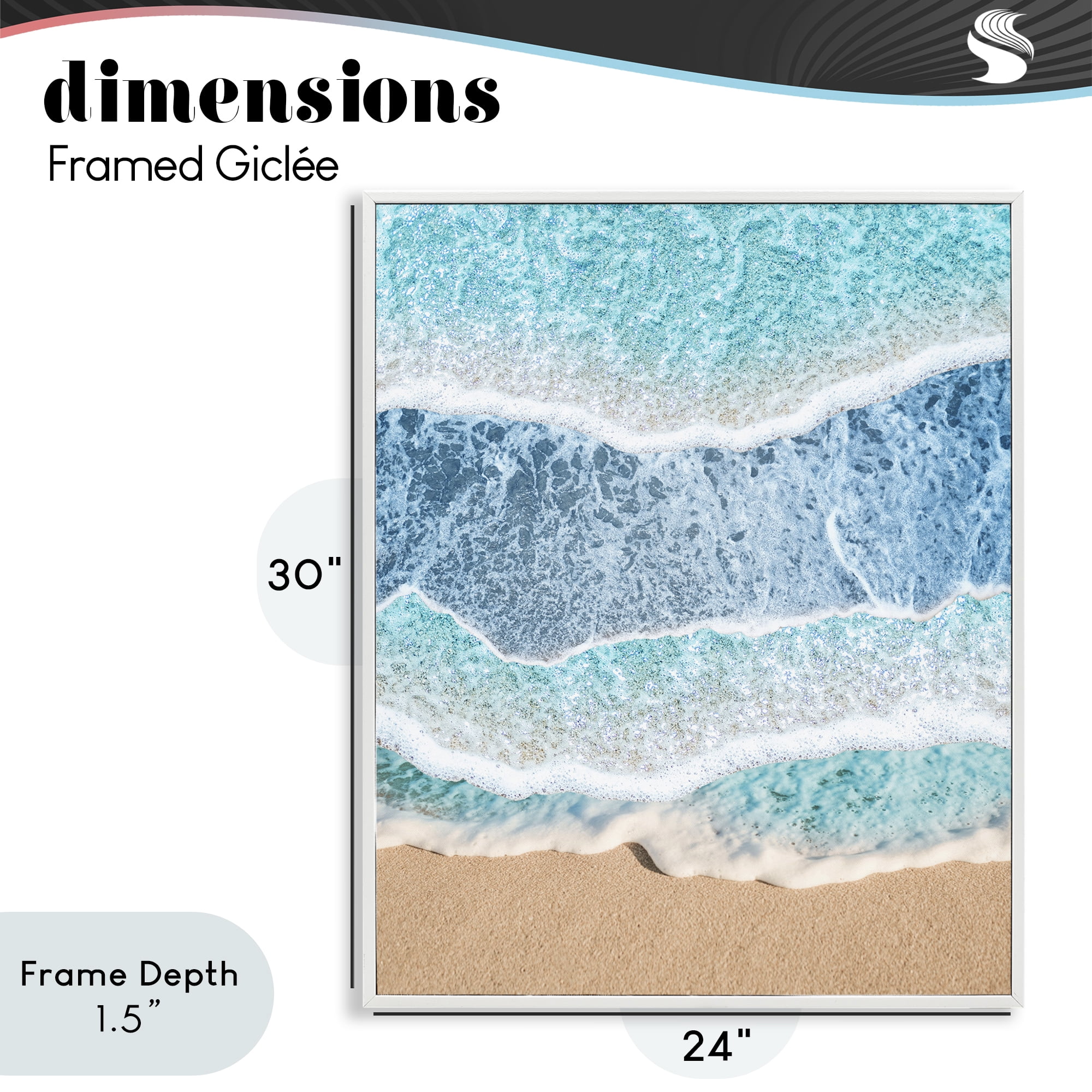 Stupell Industries Overlapping Shore Waves White Framed Giclee Art, design by Jesse Keith