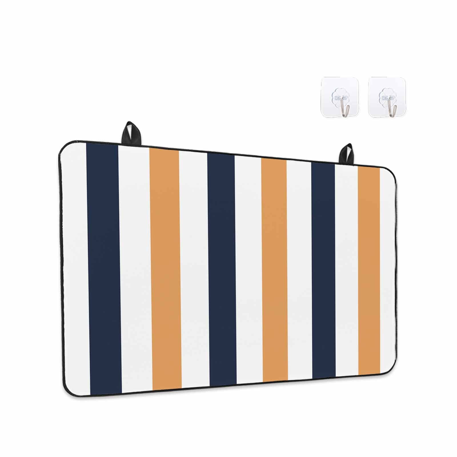 Burnt Orange Navy Blue Striped Stove Top Cover for Electric Stove, Heat-proof & Non Slip Glass Top Stove Cover Protector, Farmhouse Stripe Art Kitchen Flat Cooktop Rubber Mat 31x24 Inches