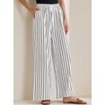thumbnail image 2 of DARING DIVA Women's Stripe Casual Drawstring Wide Leg High Waist Pants XS White, 2 of 6