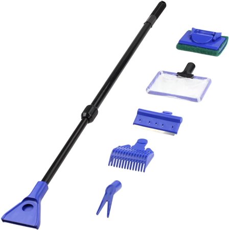 Aquarium Cleaning Set, Adjustable 5 In 1 Fish Tank Tools Including Fish Net, Algae Scraper…