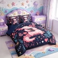 thumbnail image 2 of Manfei Colorful Axolotl 7-Piece King Bedding,Kawaii Salamander King Bed in a Bag,Navy Blue Reversible, 2 of 7