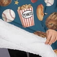 thumbnail image 3 of Oversized Wearable Blanket Hoodie,Blue Baseball Stadium Pattern Sherpa Blanket Hoodie with Super Pockets,Super Warm Fuzzy Pullover for Women & Men, 3 of 6