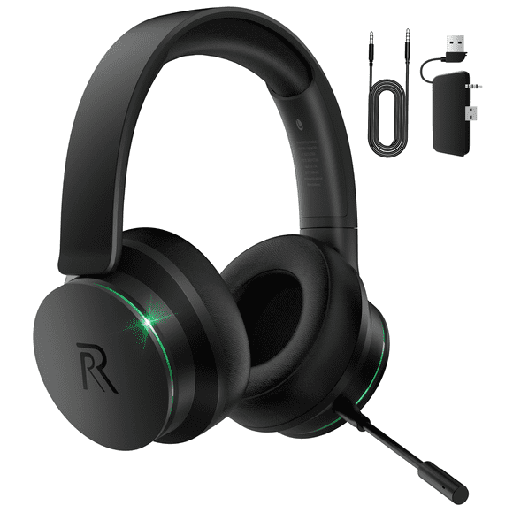 FONHAID Casque de Jeu Sans Fil 2,4 GHz pour Xbox Series X/S, Xbox One, PS5/PS4, Mac, Switch, Écouteurs de Jeu Bluetooth 5.3 avec Micro à Réduction de Bruit Détachable, Batterie 45 H, Haut-Parleurs 50 mm - Noir