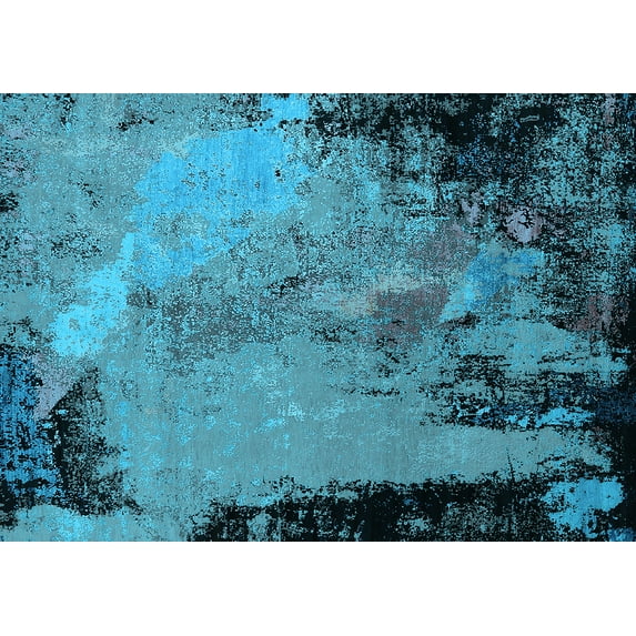 Ahgly Company Indoor Rectangle Oriental Light Blue Industrial Area Rugs, 5' x 7'