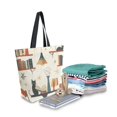 thumbnail image 2 of FORMRS Womens Canvas Tote Bag with Zipper Inner Pocket Shoulder Handbag, Cats Reading Pattern, 2 of 7