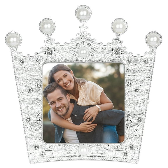 Unique Bargains Pearl Picture Frame Resin Photo Frames Silver 3x3