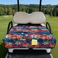 thumbnail image 2 of Pzuqiu Golf Cart Seat Covers Quilted With Pockets, Compatible with Golf Carts Outdoor Quilted Golf Cart Seat Covers(Floral and US Flag), 2 of 9