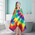 thumbnail image 6 of Colorful Tie Dye Star Mandala Pattern Hooded Bath Towel，60"x35" for Ages 3 To 12 Kids, Quick Dry Lightweight Soft Microfiber Hood Beach Towel Cover Up for Kids, 6 of 7