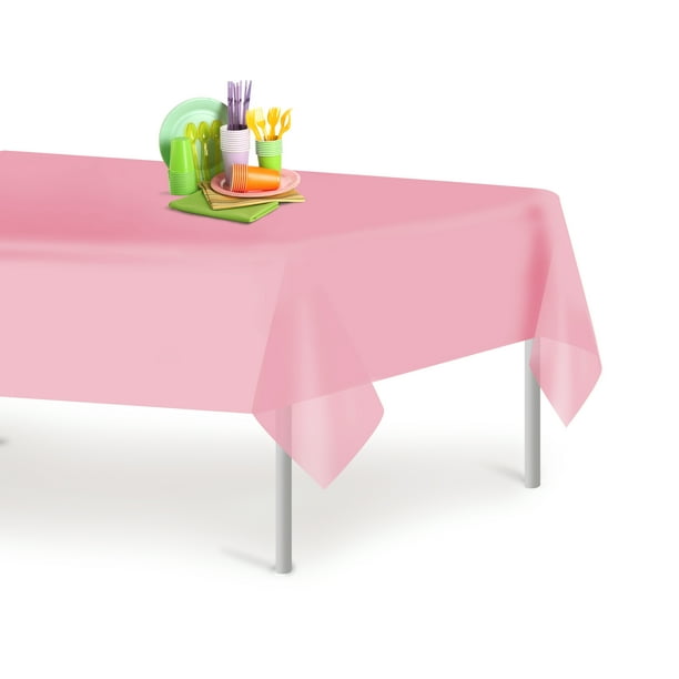 Pink 6 Pack Premium Disposable Plastic Tablecloth 54 Inch. x 108 Inch