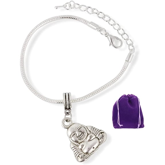 Large 3D Buddha Stainless Steel Adjustable Wire Charm Bangle