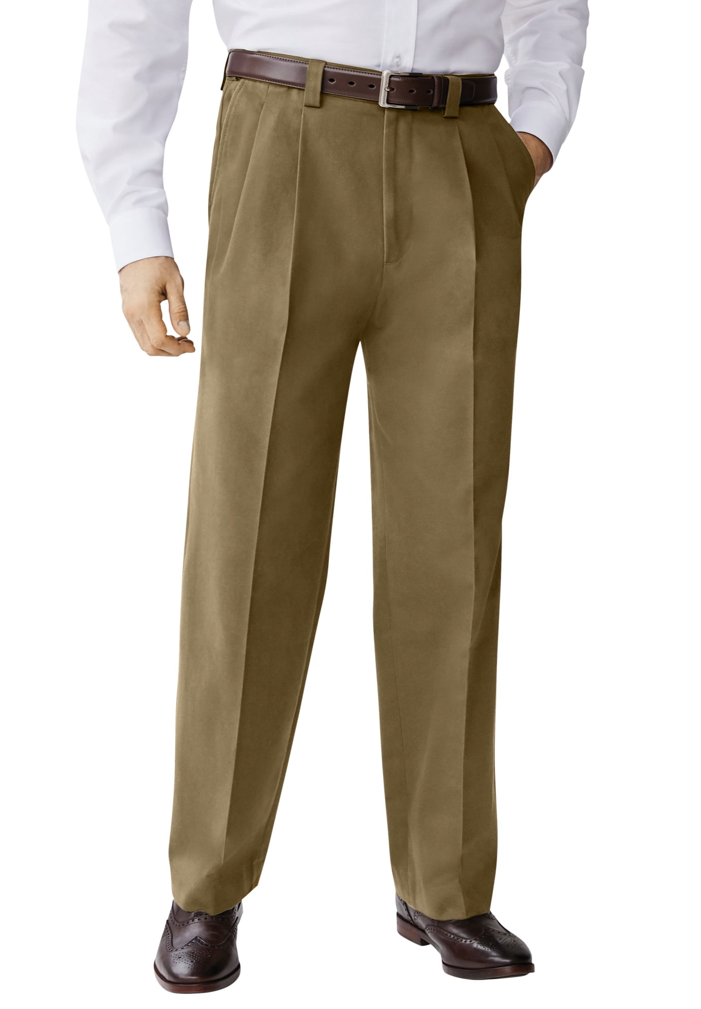 KingSize Mens Big & Tall Relaxed Fit Wrinkle-Free Expandable Waist Pleated Pants 
