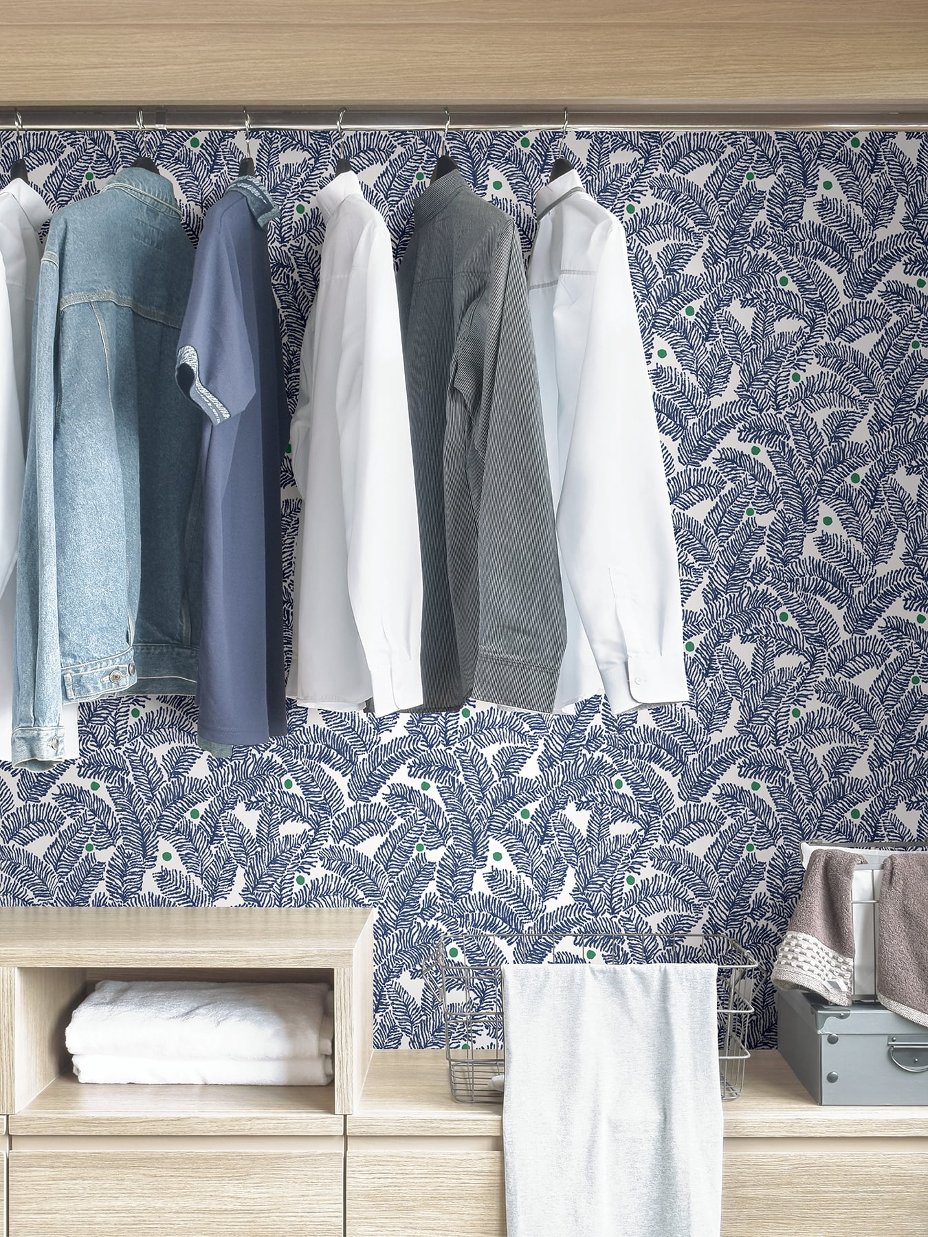 Nuwallpaper Navy Fernanda Peel & Stick Wallpaper