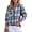 Bluing, variant on DOKOTOO Womens Plaid V Neck Button Down Blouses Casual Long Sleeve Gingham Trendy Tops Boho Checkered Shirts