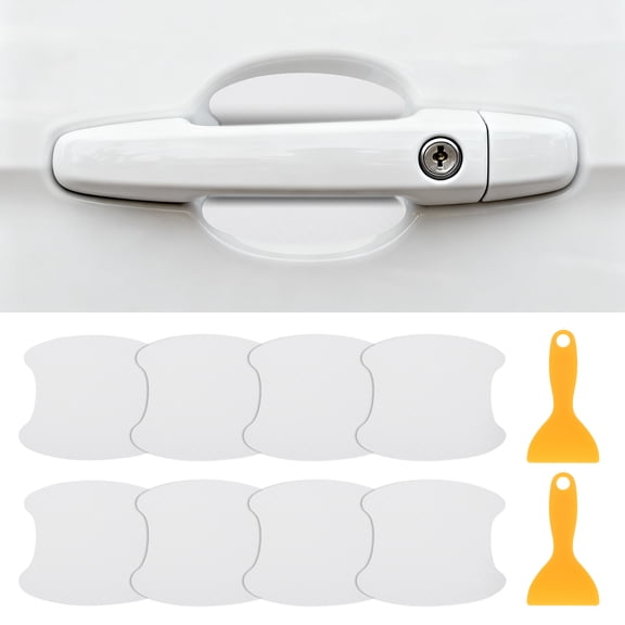 8Pcs Car Door Handle Sticker 2.68" x  3.35" Car Door Cup Protector, White