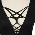 thumbnail image 4 of MEOWCOS Gothic Maxi Dress Dark Bat Style Deep V Neck High Split Side-Slit Long Sleeved Dress, L, 4 of 6
