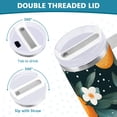 thumbnail image 3 of Yayeee 40oz Stainless Steel Tumbler with Straw and Handle Double-Wall Insulated Travel Water Bottle, Green Oranges, 3 of 8