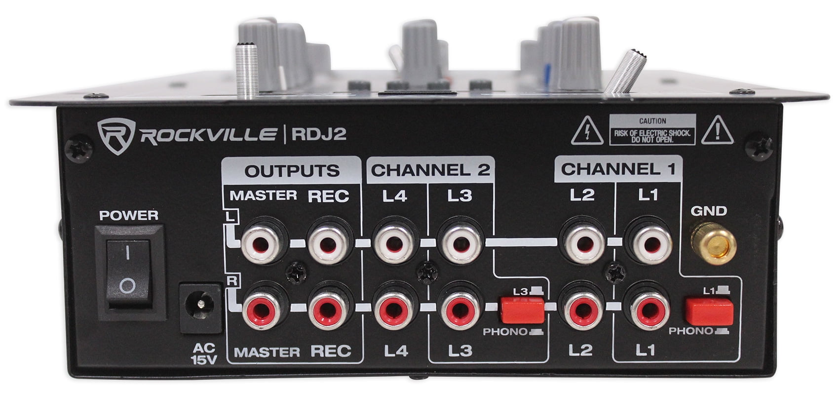 Rockville RDJ2 2 Channel DJ Mixer with USB, Cue Monitor, Talkover, 4 Line Inputs
