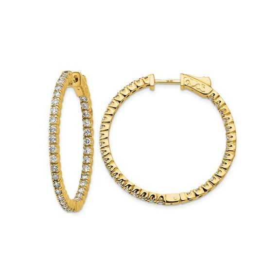 1.95 Carat (Ctw VS2-SI1, E-F) Lab Grown Diamond Hoop Earrings in 14K Yellow Gold for Women