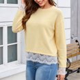thumbnail image 4 of Sheghy Summer Tops for Women 2026 Cold Weather Everyday Crewneck Baggy Fit Solid Color Knitted Long Sleeve Sweater Top Yellow M, 4 of 9