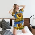 thumbnail image 5 of Kdxio Sky Golden Sunflower Field A Print Pajamas Sets for Women Short-Sleeved Pjs with Lounge Shorts Two Piece Sleepwear S-4XL, 5 of 5